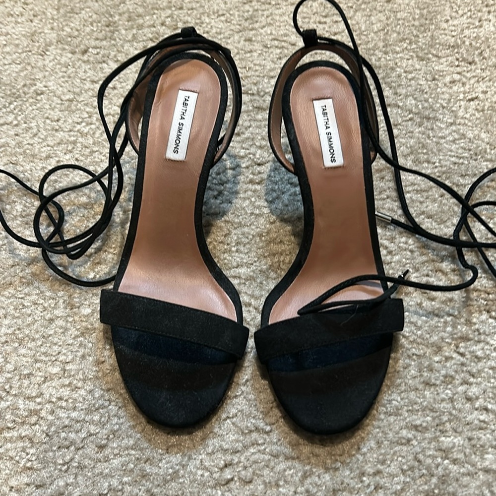 Tabitha Simmons Black Suede Lace-Up Heels